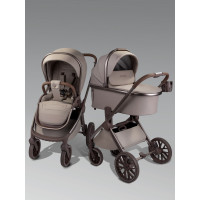 Коляска детская из экокожи 2в1 Amarobaby Motus Premium Ecco Exclusive, мокко