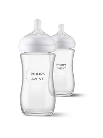 Бутылочка  для кормления Natural стекло с 1 мес. 260 мл 2 шт. SCY933/02 Philips Avent 